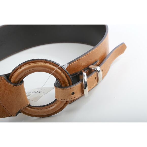 Vintage Camel Brown Leather Wide Waist Belt Made in Italy Boho Chic Size M - Picture 6 of 16